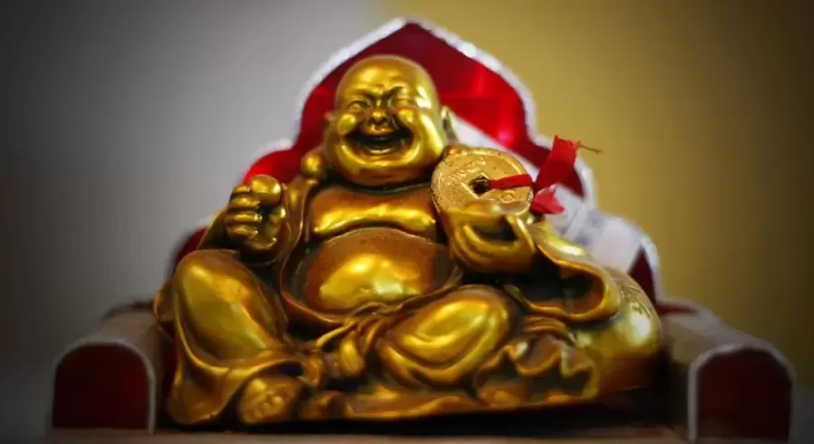 lucky charm-grinning Buddha
